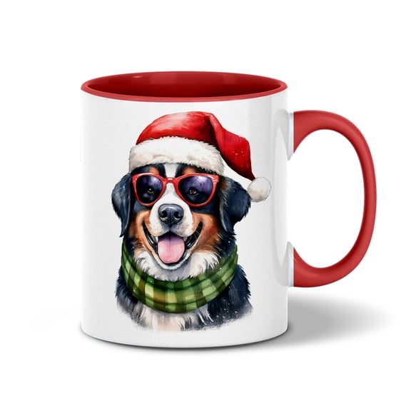 Hello Winter Bernese Mountain Dog Frosty Morning Walk Welcome Snowy Christmas 11oz Accent Two-tone Mug Berner Lover Gifts Coffee Tea Cup - 02018