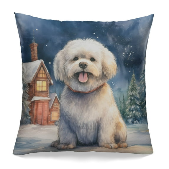Hello Winter Bichon Frise Welcome Snowy Night Watercolor Vintage Pillowcase Double Sided Bichons Dog Lovers Gifts Idea Pillow Case Covers - 01011
