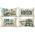 thumbnail image 1 of Hello Winter Blue Gnome Lumbar Decorative Rectangle Pillow Cover 12x20 Set of 4, It''s Cold Outside Snowflakes Coffee Leopard Let It Snow Farmhouse Pillowcases, Buffalo Plaid Check Decors, 1 of 5