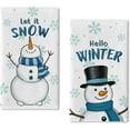 thumbnail image 1 of Hello Winter Blue Snowman Kitchen Dish Towel Set of 2, Sonwy Let it Snow Snowflakes Hand Drying Baking Cooking Cloth, Funny Holiday Xmas Decor Home Decoration 18 x 26 Inch, 1 of 6