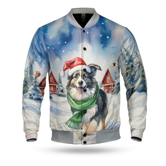 Hello Winter Border Collie Frosty Morning Walk Welcome Snowy Christmas All Over Print 3D Baseball Jacket Borders Dog Lovers Gifts Idea Bomber Jacket Softball - 02018