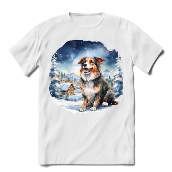 Hello Winter Border Collie Welcome Snowy Night Watercolor Vintage Shirt T-shirt Unisex Merch Borders Dog Lovers Gifts Idea - 01011
