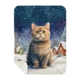 thumbnail image 1 of Hello Winter British Shorthair Welcome Snowy Night Watercolor Vintage Cozy Sherpa Blanket Cat Lover Kitten Owner Gifts Warm Soft Throw Blanket - 01011, 1 of 5