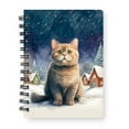 thumbnail image 1 of Hello Winter British Shorthair Welcome Snowy Night Watercolor Vintage Spiral Bound Journal Cat Lover Kitten Owner Gifts 5x7in Spiral Notebook - 01011, 1 of 5