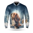 thumbnail image 1 of Hello Winter Brittany Spaniel Welcome Snowy Night Watercolor Vintage All Over Print 3D Baseball Jacket Brittany Dog Lover Gifts Idea Bomber Jacket Softball - 01011, 1 of 6