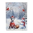 thumbnail image 1 of Hello Winter Bull Terrier Football Snowman Welcome Snowy Morning Cozy Fleece Blanket Bully Dog Lovers Gifts Idea Warm Soft Throw Blanket - 01012, 1 of 5