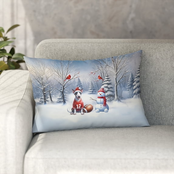 Hello Winter Bull Terrier Football Snowman Welcome Snowy Morning Pillowcase Double Sided Bully Dog Lovers Gifts Idea Pillow Case Covers - 01012