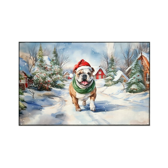 Hello Winter Bulldog Frosty Morning Walk Welcome Snowy Christmas Indoor Rug Dog Lover Gifts Idea Carpet Living Bed Room Sofa Home Decor - 02018