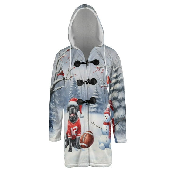 Hello Winter Cane Corso Football Snowman Welcome Snowy Morning All Over Print 3D Hooded Duffle Toggle Coat Italian Mastiff Dog Lover Gifts Idea - 01012
