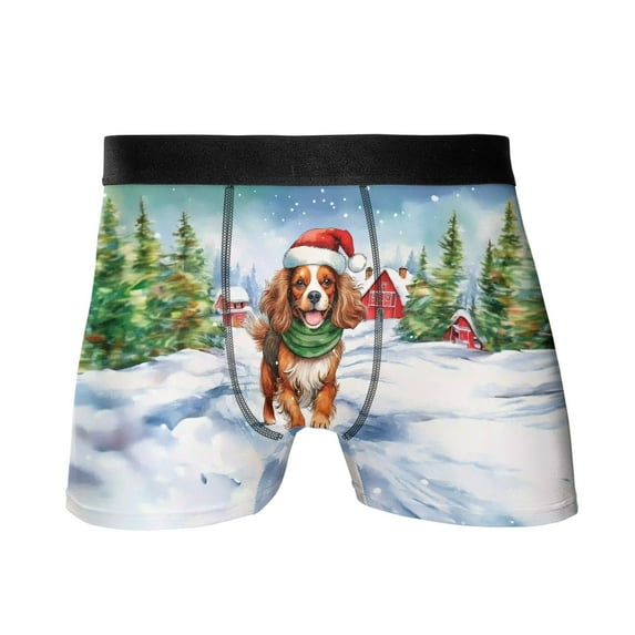 Hello Winter Cavalier King Charles Spaniel Frosty Morning Welcome Snowy Christmas All Over Print Boxer Briefs Underwear for Men Dad Dog Lover Gifts - 02018