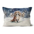 thumbnail image 1 of Hello Winter Cavalier King Charles Spaniel Welcome Snowy Night Watercolor Vintage Pillow Cushion Double Sided Dog Lover Gifts Throw Pillow - 01011, 1 of 4