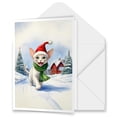 thumbnail image 1 of Hello Winter Devon Rex Frosty Morning Walk Welcome Snowy Christmas 5x7in Folded Greeting Card Cat Lover Kitten Owner Gifts Single Note Card with Envelope - 02018, 1 of 5