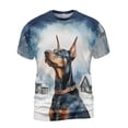 thumbnail image 1 of Hello Winter Doberman Pinscher Welcome Snowy Night Watercolor Vintage All Over Print 3D Shirt Unisex Merch Doberman Dog Lover Gifts - 01011, 1 of 6