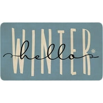 Hello Winter Door Mat Outdoor for Front Door,Blue Snowflake Snow Welcome Doormat,Christmas Xmas Holiday Floor Rug Entryway for Porch Farmhouse Decor 30" x 17"