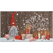 Hello Winter Door Mat Outdoor Front for Door,Gnome Snowflakes Let it Snow Holiday Welcome Doormat,Christmas Xmas Floor Rug for Porch Entrance Farmhouse Decor 30" x 17"