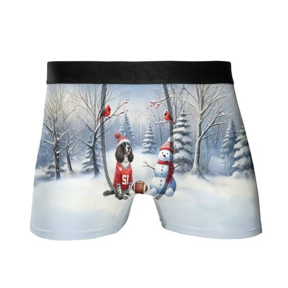 Hello Winter English Springer Spaniel Football Snowman Welcome Snowy Morning All Over Print Boxer Briefs Underwear for Men Dad Springers Dog Lover Gifts - 01012