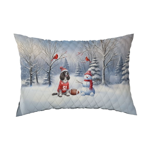 Hello Winter English Springer Spaniel Football Snowman Welcome Snowy Morning Quilt Pillowcase Springers Dog Lover Gifts Throw Pillow Cover Bed Home Decor - 01012
