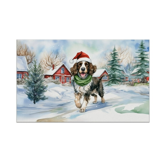 Hello Winter English Springer Spaniel Frosty Morning Welcome Snowy Christmas Doormat Springers Dog Lover Gifts Indoor Outdoor Welcome Mat - 02018