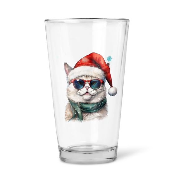 Hello Winter Exotic Shorthair Frosty Morning Walk Welcome Snowy Christmas 16oz Pint Beer Glass Mug Cat Lover Kitten Owner Gifts Beer Glasses Cup - 02018