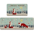 thumbnail image 1 of Hello Winter Fox Cardinal Blue Kitchen Rugs Set of 2, Red Birds White Birch Trees Moon Snowy Kitchen Mats Decor, Christmas Holiday Seasonal Floor Door Mat Home Decorations -17x29 and 17x47 Inch, 1 of 6