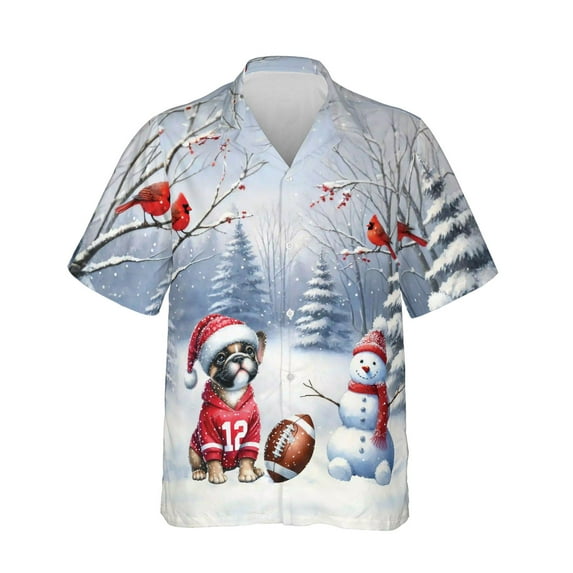 Hello Winter French Bulldog Football Snowman Welcome Snowy Morning Hawaiian Shirt Breathable Summer Unisex Merch Dog Lover Gifts - 01012
