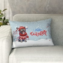 Hello Winter French Bulldog Smiling in Red Scarf Hat Welcome Christmas Pillowcase Double Sided Dog Lover Gifts Pillow Case Covers - 00017