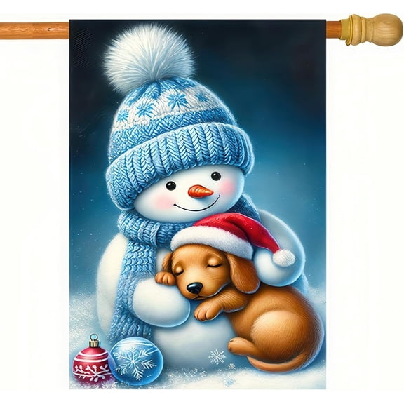 Hello Winter Garden Flag Double Sided 12.5x18 Flag Winter Garden Flag Christmas Snowman Garden Flag Cozy Snowman In Hot Cocoa Design With "Hello Winter" Message Seasonal Yard Decor Lawn Banner
