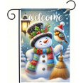 thumbnail image 1 of Hello Winter Garden Flag Double Sided 12.5x18 Flag Winter Garden Flag Christmas Snowman Garden Flag Cozy Snowman In Hot Cocoa Design With "Hello Winter" Message Seasonal Yard Decor Lawn Banner, 1 of 6
