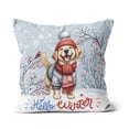 thumbnail image 1 of Hello Winter Golden Retriever Smiling in Red Scarf Hat Welcome Christmas Pillow Cushion Double Sided Goldens Dog Lover Gifts Idea Throw Pillow - 00017, 1 of 4