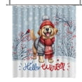 thumbnail image 1 of Hello Winter Golden Retriever Smiling in Red Scarf Hat Welcome Christmas Shower Curtain Goldens Dog Lover Gifts Idea Waterproof Bathroom Bathtub Curtain - 00017, 1 of 5