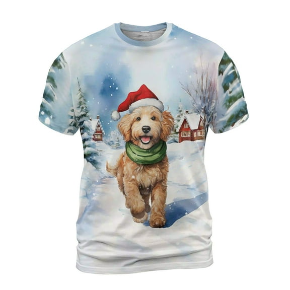 Hello Winter Goldendoodle Frosty Morning Walk Welcome Snowy Christmas All Over Print 3D Shirt Unisex Merch Doodle Dog Lover Gifts Idea - 02018