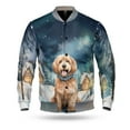 thumbnail image 1 of Hello Winter Goldendoodle Welcome Snowy Night Watercolor Vintage All Over Print 3D Baseball Jacket Doodle Dog Lover Gifts Idea Bomber Jacket Softball - 01011, 1 of 6
