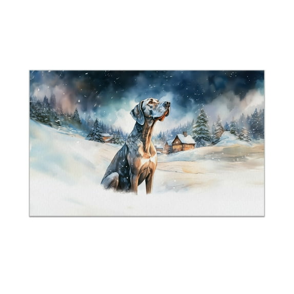 Hello Winter Great Dane Welcome Snowy Night Watercolor Vintage Doormat Danes Dog Lover Gifts Indoor Outdoor Welcome Mat - 01011