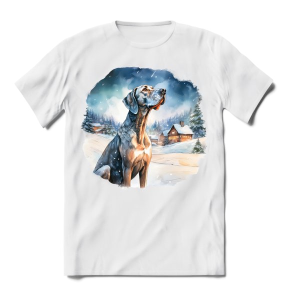 Hello Winter Great Dane Welcome Snowy Night Watercolor Vintage Shirt T-shirt Unisex Merch Danes Dog Lover Gifts - 01011