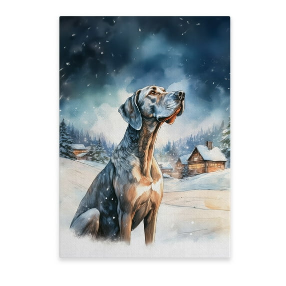 Hello Winter Great Dane Welcome Snowy Night Watercolor Vintage Vertical Matte Canvas Poster Danes Dog Lover Gifts Wall Art Home Decor - 01011