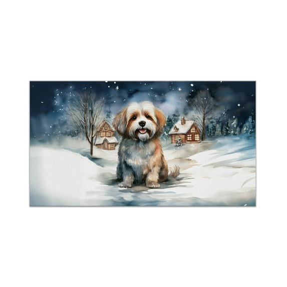 Hello Winter Havanese Welcome Snowy Night Watercolor Vintage Doormat Havanese Dog Lover Gifts Idea Indoor Outdoor Welcome Mat - 01011