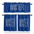 thumbnail image 1 of Hello Winter Kitchen Curtains and Valances Set, Blue White Letter Retro Art Decor Rod Pocket Window Valance 18 Inch Window Curtain Panels for Living Room Bedroom Laundry, 27.5x24in, 3 Pieces, 1 of 7