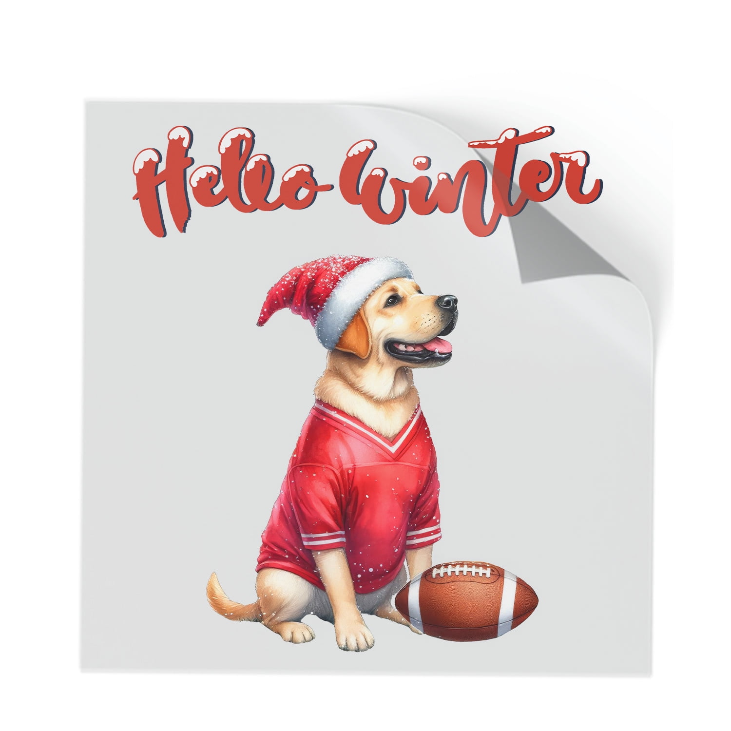 Hello Winter Labrador Retriever Football Snowman Welcome Snowy Morning ...