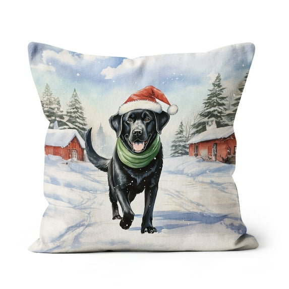 Hello Winter Labrador Retriever Frosty Morning Walk Welcome Snowy Christmas Pillow Cushion Double Sided Lab Dog Lover Gifts Throw Pillow - 02018