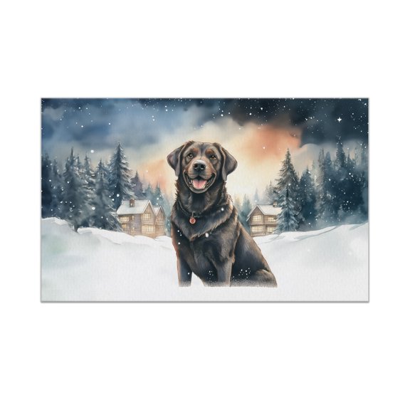 Hello Winter Labrador Retriever Welcome Snowy Night Watercolor Vintage Doormat Lab Dog Lover Gifts Indoor Outdoor Welcome Mat - 01011