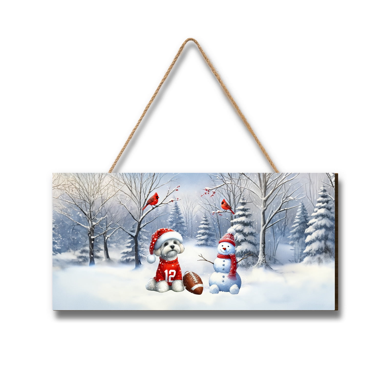 Hello Winter Maltese Football Snowman Welcome Snowy Morning Landscape Hello Winter Maltese Football Snowman Welcome Snowy Morning Landscape