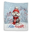 thumbnail image 1 of Hello Winter Maltese Smiling in Red Scarf Hat Welcome Christmas Quilt Blanket Maltese Dog Lover Gifts Idea Cozy Comforter Throw Blanket - 00017, 1 of 5