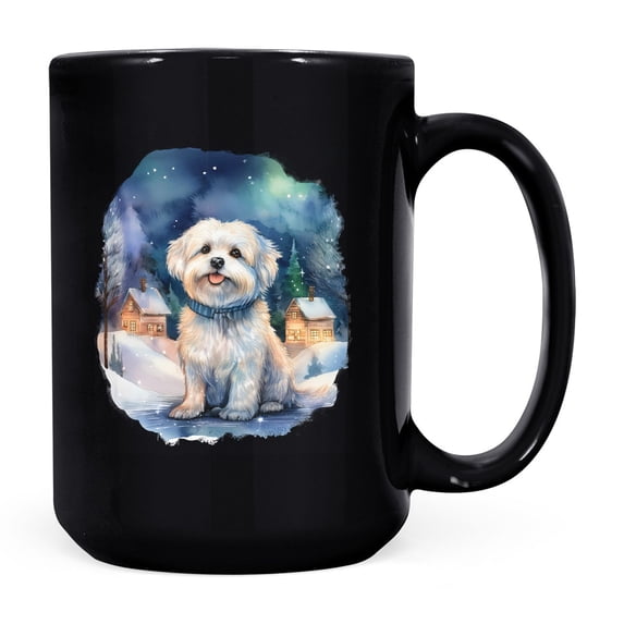 Hello Winter Maltese Welcome Snowy Night Watercolor Vintage Mug Maltese Dog Lover Gifts Idea Coffee Tea Cup - 01011
