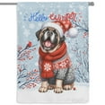 thumbnail image 1 of Hello Winter Mastiff Smiling in Red Scarf Hat Welcome Christmas House Flag 28x40in Double Sided Mastiffs Dog Lover Gifts Idea Outdoor Decor - 00017, 1 of 5