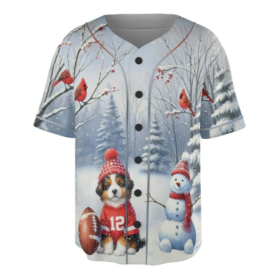 Hello Winter Miniature American Shepherd Football Snowman Welcome Snowy Morning All Over Print 3D Baseball Shirt MAS Dog Lover Gifts Softball Sport - 01012