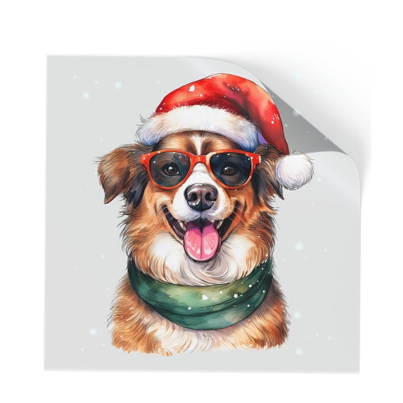 Hello Winter Miniature American Shepherd Frosty Morning Welcome Snowy Christmas Cutout Transfer Sticker MAS Dog Lover Gifts Transparent Decal Art Decor - 02018