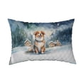 thumbnail image 1 of Hello Winter Miniature American Shepherd Welcome Snowy Night Watercolor Vintage Quilt Pillowcase MAS Dog Lover Gifts Throw Pillow Cover Bed Home Decor - 01011, 1 of 5