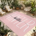 thumbnail image 1 of Hello Winter Outdoor Rug for Patio/Deck/Porch, Non-Slip Large Area Rug 4 x 6 Ft, Pink Merry Christmas Holiday Indoor Outdoor Rugs Washable Area Rugs, Reversible Camping Rug Carpet Runner, 1 of 8