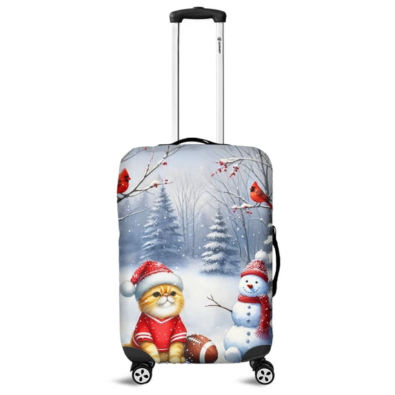 Hello Winter Persian Football Snowman Welcome Snowy Morning Travel Luggage Cover Cat Lover Kitten Owner Gifts Suitcase Dust Protective Decor - 01012