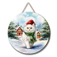 thumbnail image 1 of Hello Winter Persian Frosty Morning Walk Welcome Snowy Christmas Round Wood Sign Cat Lover Kitten Owner Gifts Hanging Wall Home Decor - 02018, 1 of 5